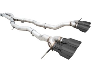 BMW M3 Performance Exhaust - AWE Tuning - Track Edition Cat-Back with quad 4.5-inch double-walled slash-cut tips; dual 3-inch configuration with X-pipe; valve simulators included - Diamond Black - `21-`27